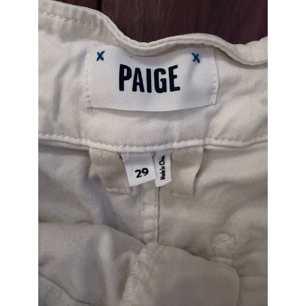 PAIGE Anessa Paperbag Waist Tie Front Shorts Cream Lyocell Blend Size 29 - Picture 3 of 7